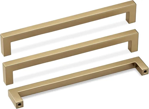 Vista 13 de Goldenwarm Paquete de 10 manijas cuadradas de bronce champán de 3 pulgadas (2.992 in) para armarios de cocina, armarios, aparadores y accesorios