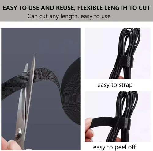 Vista 6 de BSELEYY - Amarres de Cable Reutilizables de 27 Yardas x 1 Pulgada - Correas de Cable Ajustables Cinta de Gestión de Cables Correas de Organización