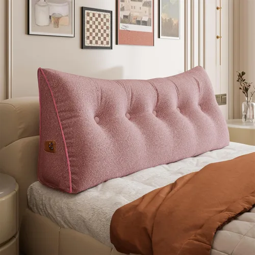 Vista 51 de Almohada de cabecera totalmente rellena y engrosada tamaño Queen, cabecera acolchada suave y firme, soporte grande, cojín cilíndrico triangular Negro