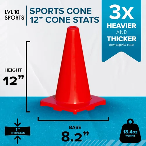 Vista 2 de LVL10 - Conos de entrenamiento profesionales, conos de fútbol grandes de 12 pulgadas para entrenamiento deportivo, para ejercicios de baloncesto