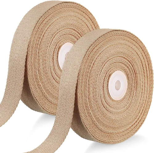 Vista 10 de 2 rollos/20 yardas, correas de algodón de 1 pulgada para decoración de manualidades, cinta de costura pesada, bolsas de envoltura para el hogar
