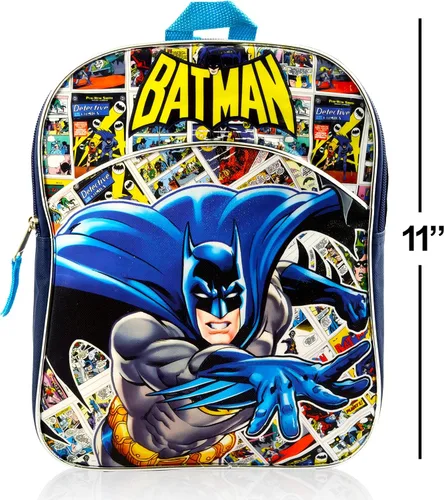 Vista 2 de DC Shop Comics Batman Mini mochila preescolar Suministros escolares Batman y bolsa escolar de 11 pulgadas con 300 calcomanías de Batman suministros