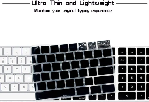 Vista 5 de HRH Funda de teclado de silicona negra para teclado mágico con teclado numérico A1843 MQ052LL/A lanzado en 2017 (diseño de EE. UU.)