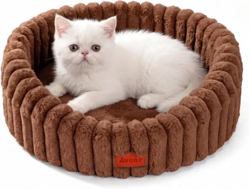 Vista 9 de Avont Cama para gatos de interior, esponjosa y lavable con borde elevado Gris