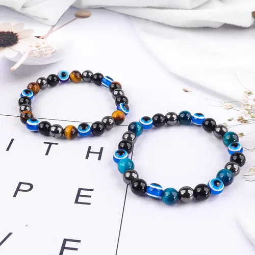 Vista 3 de Triple Protection Bracelet, CARPDIM Evil Eye bracelet and Black Obsidian evil eye Beads Bracelet for Men Women Healing Bracelets Bring Good Luck