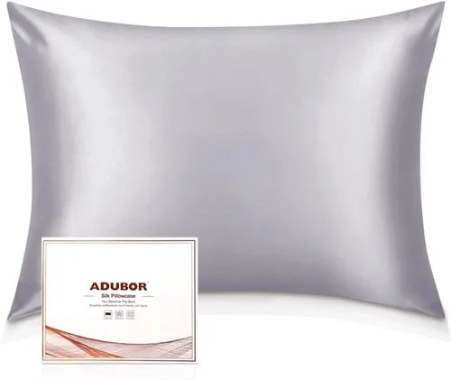 Vista 10 de Adubor Funda de almohada 100% de seda, fundas de almohada de seda de morera, 22 fibras de grado Momme 6A, funda de almohada de seda para la salud