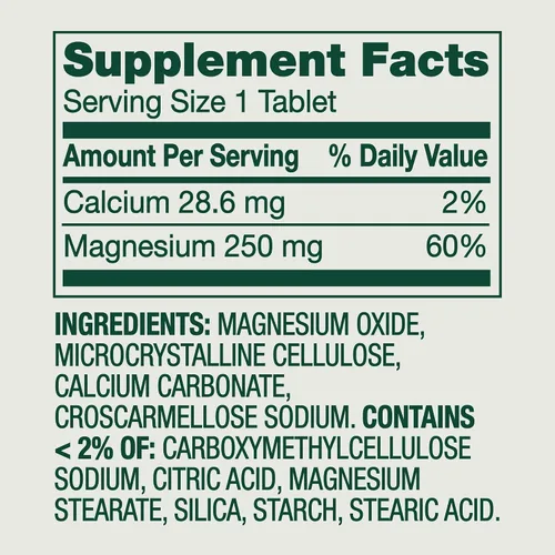 Vista 5 de Magnesio 250 mg- Comprimidos de salud muscular ósea 100 Ct (paquete de 1)