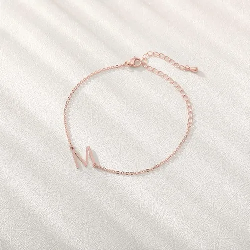 Vista 2 de LOYJOY - Pulseras con iniciales para mujer, pulsera con letras doradas, cadena dorada, pulsera con dije inicial de letras, joyería de moda chapada