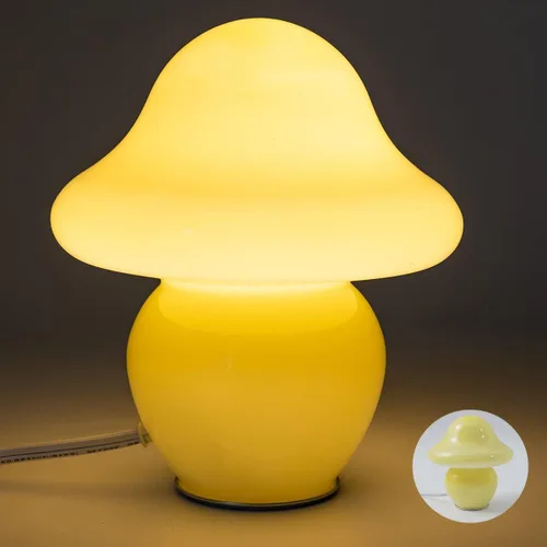 Vista 10 de HEQET Lámpara de hongo naranja de vidrio para mesa, lámpara de hongo para dormitorios, sala de estar, lámparas estéticas para dormitorio, linda