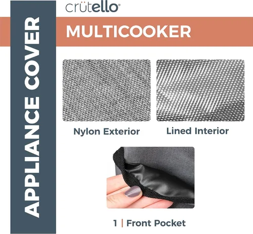 Vista 3 de Crutello Cubierta antipolvo con bolsillo de almacenamiento, compatible con Instant Pot de 8 cuartos de galón, mide 13.25 x 14.75 pulgadas