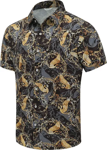 Vista 36 de SheLucki - Camisa hawaiana para hombre, unisex, de manga corta, con botones, para la playa y el verano, ropa casual estampada con sombra de palmas