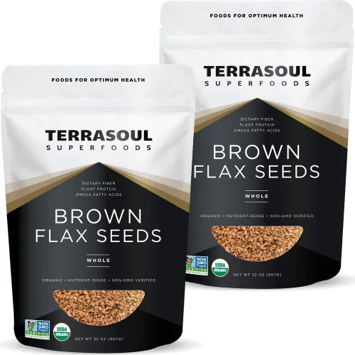 Vista 5 de Terrasoul Superfoods Semillas de lino marrón orgánicas, 2 libras