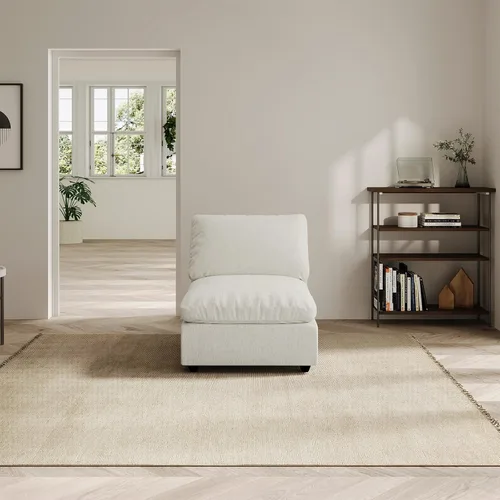 Vista 21 de Sofá seccional moderno de lino en forma de L para sala de estar, sofás modulares con relleno de plumón, fundas de cojín de sofá desmontables, sofá