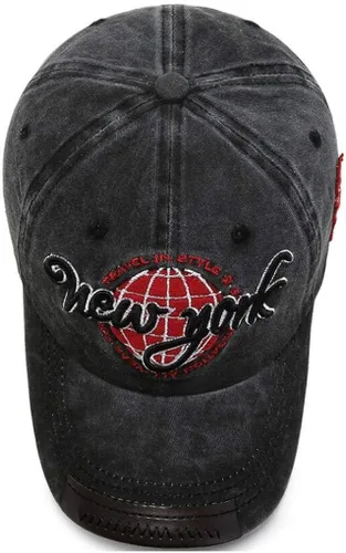Vista 5 de XibeiTrade Gorra de béisbol retro de Nueva York de algodón con ala de cuero para deportes al aire libre