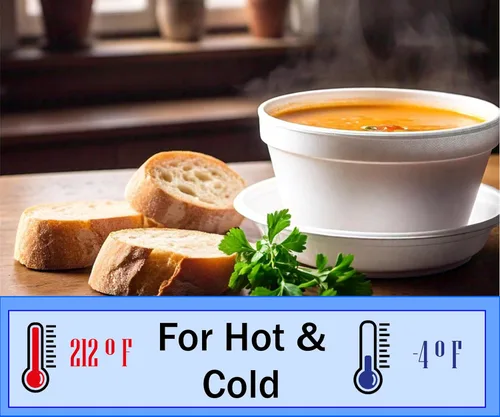 Vista 7 de Mr Miracle Tazón de espuma con tapa para alimentos fríos y calientes, recipiente de sopa desechable de 4 onzas con tapa ventilada, ideal