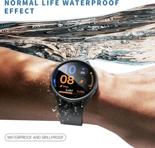 Vista 3 de JZK Juego de 6+6 fundas para Samsung Galaxy Watch 6 de 40 mm, protector de pantalla de PC duro impermeable + parachoques delgado de vidrio templado