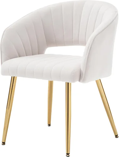 Vista 10 de Sillas de escritorio para oficina en casa Westice, silla de escritorio de terciopelo moderna, silla giratoria de tocador con base dorada ajustable