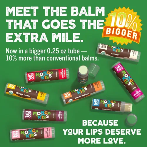 Vista 3 de Eco Lips - Bálsamo labial Mongo Kiss - Paquete de 6 (6 tubos) por Eco Lips 100% orgánica cera de abeja y manteca de cacao para el cuidado