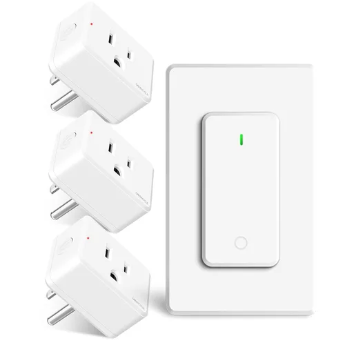 Vista 55 de Toma de control remoto, interruptor de luz y enchufe remoto greencycle con interruptor de luz inalámbrico, rango de 500 pies, no necesita cableado