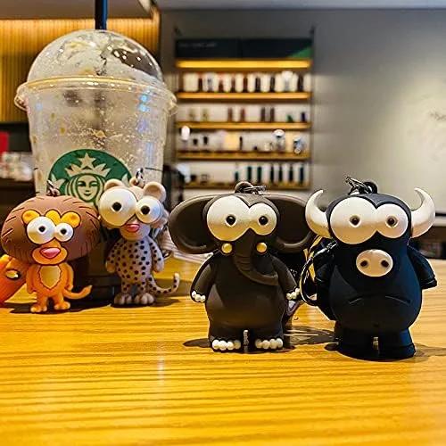 Vista 2 de Fuqimanman2020 Llavero loco de dibujos animados, elefante, jirafa, león, llavero, llavero, llavero, clip, regalo para mujeres y niñas