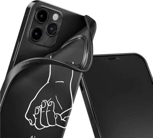 Vista 4 de Funda negra a juego compatible con iPhone SE 2022 2020 3ª 2ª generación - iPhone 7 - iPhone 8 para parejas, juego de funda de TPU para parejas