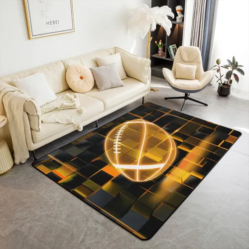 Vista 11 de Erosebridal Tapete de fútbol para interiores de 3 x 5 pulgadas, alfombra de fútbol neón para niños, adolescentes, hombres, brillantes, geométricas