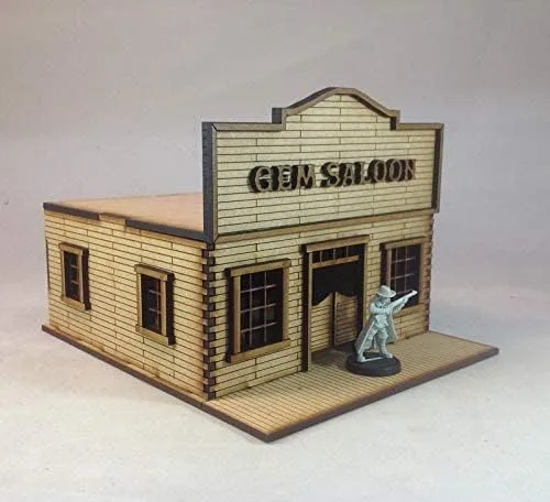 Vista 4 de Gem Saloon Western Building MDF Kit 1.102 in Terreno Paisaje Viejo Oeste