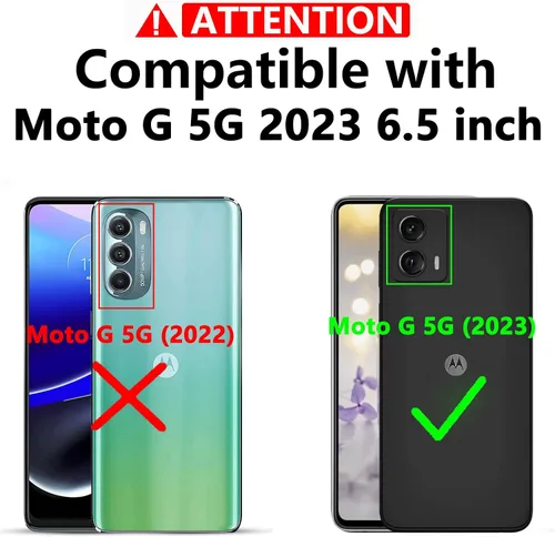 Vista 2 de Funda para Moto G 5G 2023, [No para la versión 2022] con protectores de pantalla y cubierta de cámara, [Grado militar] cubierta probada contra