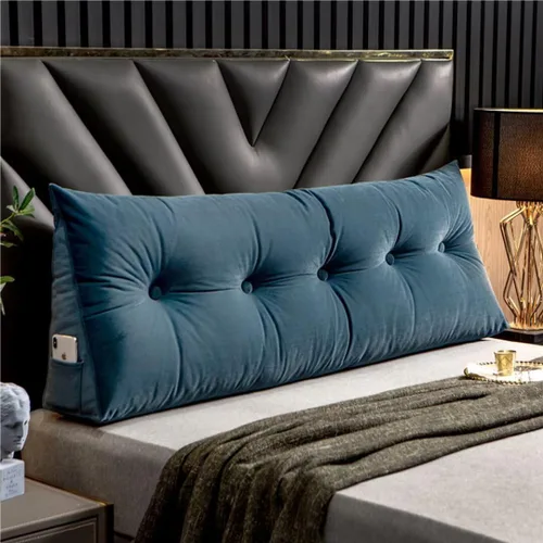 Vista 10 de Almohada triangular grande para cabecero beige con cuña para cama, almohada de lectura, respaldo de posicionamiento, cojín con funda extraíble