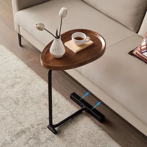 Vista 5 de Mesa auxiliar en forma de C, mesa auxiliar pequeña en C para sofá y mesita de noche, mesas auxiliares de sofá que se deslizan debajo, mesa auxiliar