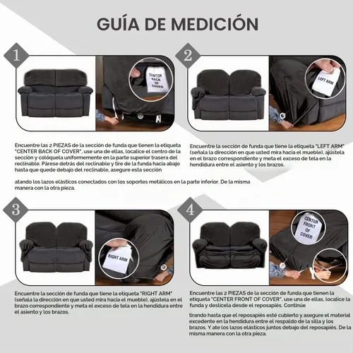 Vista 7 de ULTICOR Funda reclinable para sofá biplaza, 48 a 65 pulgadas de largo, 6 fundas de sofá reclinable elásticas de terciopelo para sofá biplaza de 2