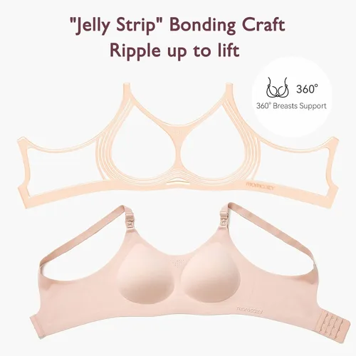 Vista 3 de Momcozy Sujetadores de lactancia para lactancia materna, FB016 Jelly Strip Support Comfort Maternity, brasier sin costuras sin costuras