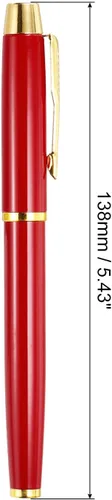 Vista 2 de PATIKIL Bolígrafo de tinta negra, bolígrafo de metal de negocios de 0.020 in con caja de regalo, lujo profesional para tomar notas, rojo dorado