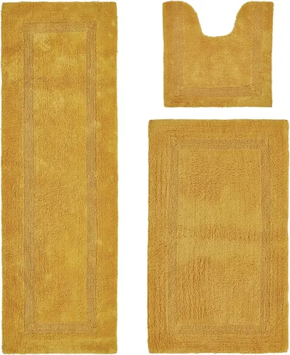 Vista 560 de Better Trends - Juego de 2 alfombras de baño 100% algodón, extra suaves, con borlas, de 17" x 24", alfombra de baño superabsorbente y reversible
