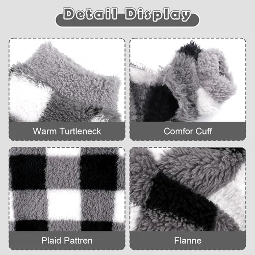Vista 3 de Sebaoyu Pijamas de cuello redondo para perros pequeños, suéter de forro polar para perros, ropa de invierno linda y pequeña para cachorros Gris