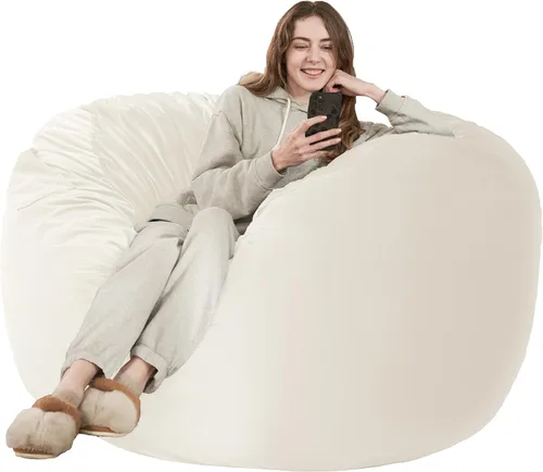 Vista 38 de HABUTWAY Silla de Puf de 2 Pies, Puf de 2' de Sillones Pequeños con Relleno, Silla de Puf en Forma de Lágrima de Terciopelo Ultra Suave con Funda