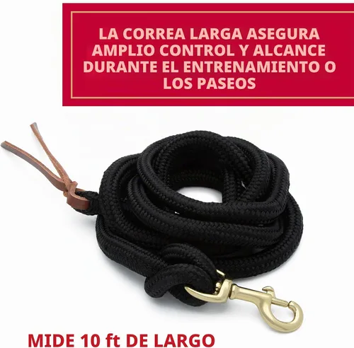 Vista 3 de Cuerda de Guía Weaver Equine Performance, Cuerda de Guía Larga para Caballo con Enganche Rápido para Cabestro, Agarre Suave y Cómodo, Equipo de Negro