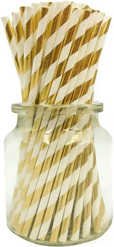 Vista 8 de Pajitas biodegradables de papel a rayas rojas de 7.75 pulgadas, caja de 100 popotes ecológicos de Navidad rojos y blancos perfectos para beber