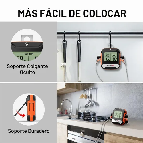 Vista 8 de TempPro TempSync - Termómetro de carne Bluetooth de 450 pies para horno con 2 sondas