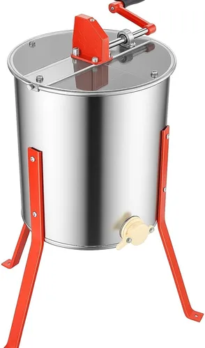 Vista 2 de HE3MAN Extractor de miel de tambor de acero inoxidable 304 de apicultura de 3 marcos con soporte - Manual