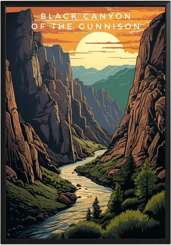 Vista 8 de Póster del Parque Nacional Acadia, arte abstracto de la pared, arte de pared de paisaje natural retro, impresiones artísticas de pared para oficina