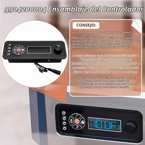 Vista 4 de 9904200004 Controlador compatible con la parrilla de carbón digital Masterbuilt Gravity Series 1050 + ahumadores, panel de control digital