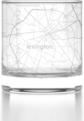Vista 71 de Well Told Vaso de rocas grabado con mapa de Akron, Ohio, cristalería estilo antiguo (325ml, transparente) Vaso de bourbon grabado, regalos