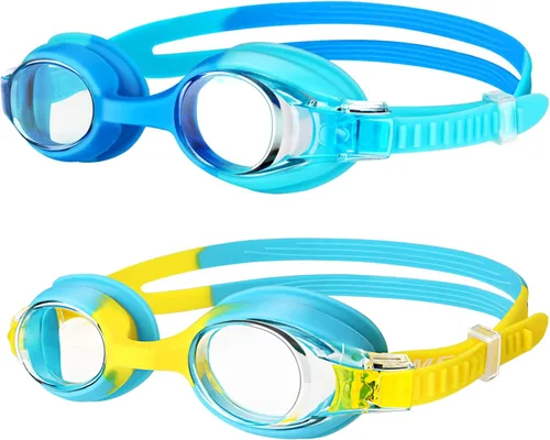 Vista 9 de Kids Swim Goggles 2 Pack, Anti Fog No Leak Swimming Goggles for Boys Girls Ages 6-14, Wide View Swim Goggles Kids