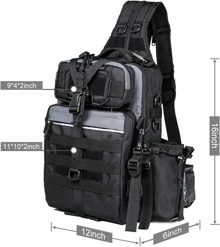 Vista 2 de Blisswill - Bolsa de almacenamiento para equipo de pesca al aire libre - Mochila de pesca grande resistente al agua