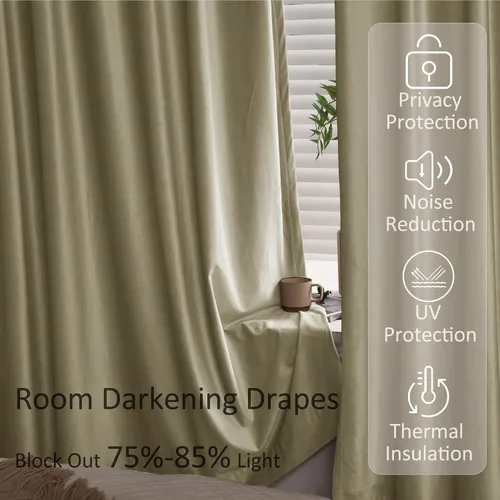 Vista 5 de Fcosie Cortinas plisadas para oscurecer la habitación, cortinas de terciopelo extralargas de 10 a 24 pies de largo, para techos altos, cortinas