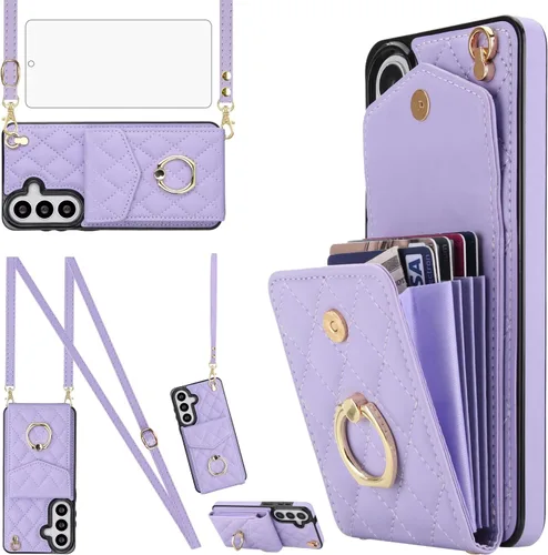 Vista 22 de Asuwish Funda de teléfono para Samsung Galaxy S26 Ultra 5G Wallet Cell Cover con protector de pantalla de vidrio templado, correa para la muñeca