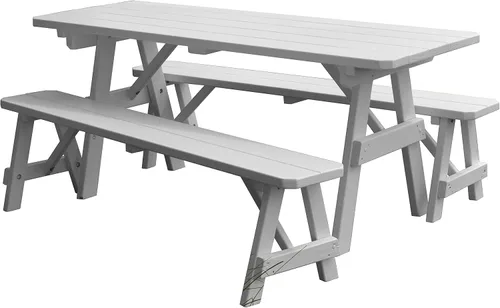 Vista 14 de Furniture Barn USA Pine - Mesa tradicional de 4 pies con 2 bancos, color negro