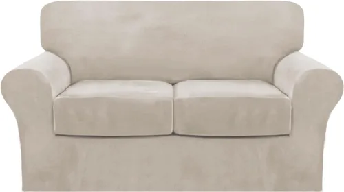 Vista 69 de FantasDecor Fundas de terciopelo para sofá de 2 piezas para sala, con cojín individual, protector elástico de muebles para mascotas, lavable a Negro