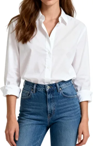 Vista 23 de Camisas de vestir ajustadas de algodón para mujer, blusas de manga larga para oficina, blusas con cuello